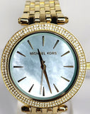 Michael Kors Darci Analog Mother of Pearl Green Dial Gold Steel Strap Watch For Women - MK3498 Authentic Buy Shop Now