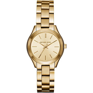 Michael Kors Mini Runway Slim Gold Dial Gold Steel Strap Watch for Women - MK3512 Authentic Buy Shop Now