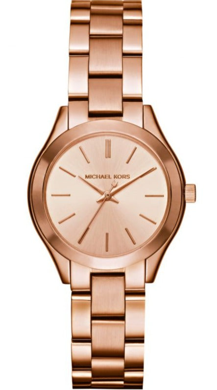 Michael Kors Slim Runway Rose Gold Dial Rose Gold Steel Strap Watch for Women - MK3513 Authentic Buy Shop Now