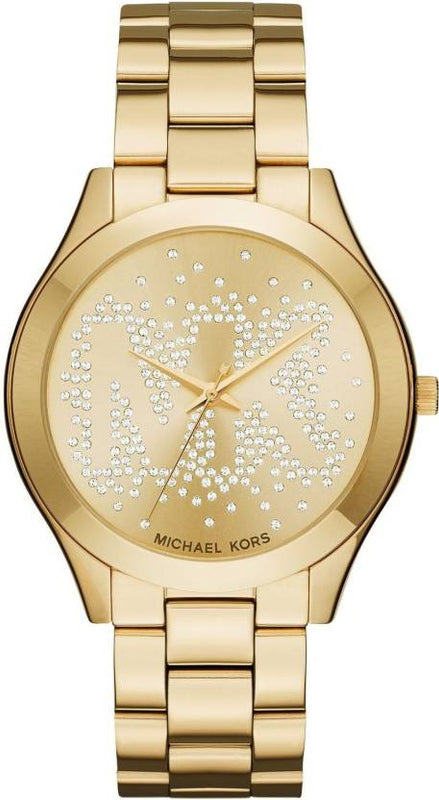 Michael Kors Slim Runway Gold Dial Gold Steel Strap Watch for Women - MK3590 Authentic Buy Shop Now