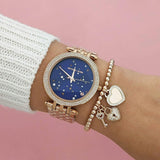 Michael Kors Darci Blue Dial Rose Gold Steel Strap Watch for Women - MK3728 Authentic Buy Shop Now