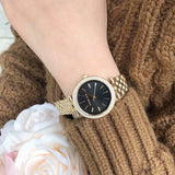 Michael Kors Mini Darci Quartz Black Dial Gold Steel Strap Watch For Women - MK3738 Authentic Buy Shop Now