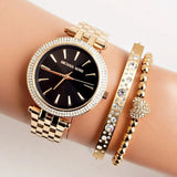 Michael Kors Mini Darci Quartz Black Dial Gold Steel Strap Watch For Women - MK3738 Authentic Buy Shop Now