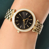 Michael Kors Mini Darci Quartz Black Dial Gold Steel Strap Watch For Women - MK3738 Authentic Buy Shop Now