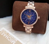 Michael Kors Sofie Analog Quartz Blue Dial Rose Gold Steel Strap Watch For Women - MK3971 Authentic Buy Shop Now