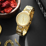 Michael Kors Gabbi Crystals Gold Dial Gold Steel Strap Watch For Women - MK3985 Authentic Buy Shop Now
