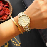 Michael Kors Gabbi Crystals Gold Dial Gold Steel Strap Watch For Women - MK3985 Authentic Buy Shop Now