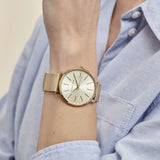 Michael Kors Pyper Quartz Gold Dial Gold Mesh Strap Watch For Women - MK4339 Authentic Buy Shop Now