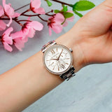 Michael Kors Sofie Chronograph White Dial Two Tone Steel Strap Watch For Women - MK4353 Authentic Buy Shop Now