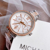 Michael Kors Sofie Chronograph White Dial Two Tone Steel Strap Watch For Women - MK4353 Authentic Buy Shop Now