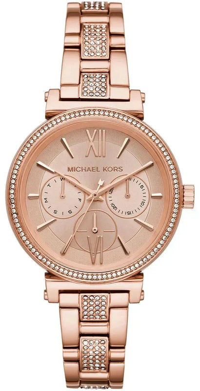 Michael Kors Sofie Quartz Rose Gold Dial Rose Gold Steel Strap Watch For Women - MK4354 Authentic Buy Shop Now