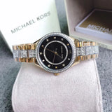 Michael Kors Lauryn Crystal Pave Black Dial Two Tone Steel Strap Watch For Women - MK4403 Authentic Buy Shop Now