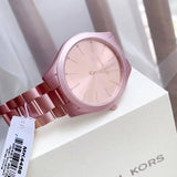 Michael Kors Slim Runway Pink Dial Pink Steel Strap Watch For Women - MK4456 Authentic Buy Shop Now
