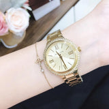Michael Kors Taryn Quartz Gold Dial Gold Steel Strap Watch For Women - MK4459 Authentic Buy Shop Now
