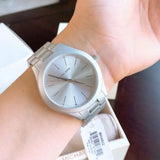 Michael Kors Slim Runway Silver Dial Silver Steel Strap Watch For Women - MK4502 Authentic Buy Shop Now