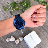 Michael Kors Slim Runway Quartz Blue Dial Blue Steel Strap Watch For Women - MK4503 Authentic Buy Shop Now