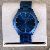 Michael Kors Slim Runway Quartz Blue Dial Blue Steel Strap Watch For Women - MK4503 Authentic Buy Shop Now