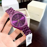 Michael Kors Slim Runway Quartz Purple Dial Purple Steel Strap Watch For Women - MK4507 Authentic Buy Shop Now