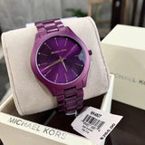 Michael Kors Slim Runway Quartz Purple Dial Purple Steel Strap Watch For Women - MK4507 Authentic Buy Shop Now
