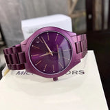 Michael Kors Slim Runway Quartz Purple Dial Purple Steel Strap Watch For Women - MK4507 Authentic Buy Shop Now