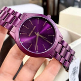 Michael Kors Slim Runway Quartz Purple Dial Purple Steel Strap Watch For Women - MK4507 Authentic Buy Shop Now
