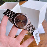 Michael Kors Slim Runway Brown Dial Brown Steel Strap Watch For Women - MK4508 Authentic Buy Shop Now