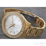 Michael Kors Liliane Mother of Pearl White Dial Gold Steel Strap Watch For Women - MK4555 Authentic Buy Shop Now