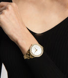 Michael Kors Liliane Mother of Pearl White Dial Gold Steel Strap Watch For Women - MK4555 Authentic Buy Shop Now
