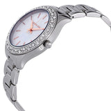 Michael Kors Liliane Three Hand Mother of Pearl White Dial Silver Steel Strap Watch For Women - MK4556 Authentic Buy Shop Now