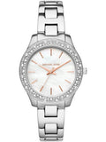 Michael Kors Liliane Three Hand Mother of Pearl White Dial Silver Steel Strap Watch For Women - MK4556 Authentic Buy Shop Now