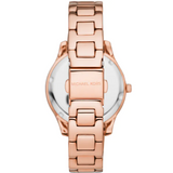 Michael Kors Lilane Three Hand Mother of Pearl White Dial Rose Gold Steel Strap Watch For Women - MK4557 Authentic Buy Shop Now