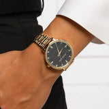 Michael Kors Pyper Three-Hand Black Dial Gold Steel Strap Watch For Women - MK4593 Authentic Buy Shop Now