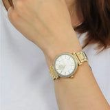 Michael Kors Abbey Three-Hand Analog White Dial Gold Steel Strap Watch for Women - MK4615 Authentic Buy Shop Now