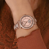 Michael Kors Abbey Three-Hand Analog Crystals Rose Gold Dial Rose Gold Steel Strap Watch for Women - MK4617 Authentic Buy Shop Now