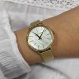 Michael Kors Pyper Quartz Mother of Pearl White Dial Gold Mesh Bracelet Watch For Women - MK4619 Authentic Buy Shop Now