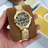Michael Kors Slim Runway Crystals Gold Dial Gold Steel Strap Watch for Women - MK4659 Authentic Buy Shop Now
