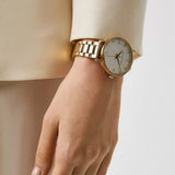 Michael Kors Pyper Three Hand White Dial Gold Steel Strap Watch For Women - MK4666 Authentic Buy Shop Now