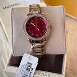 Michael Kors Tibby Multifunction Crystals Maroon Dial Rose Gold Steel Strap Watch for Women - MK4685 Authentic Buy Shop Now