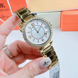 Michael Kors Parker Mother of Pearl White Dial Gold Steel Strap Watch For Women - MK4693 Authentic Buy Shop Now