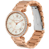 Michael Kors Parker Three-Hand Mother of Pearl White Dial Rose Gold Steel Strap Watch For Women - MK4695 Authentic Buy Shop Now