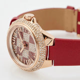 Michael Kors Camille Three Hand Crystals Rose Gold Dial Red Leather Strap Watch For Women - MK4701 Authentic Buy Shop Now