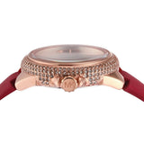 Michael Kors Camille Three Hand Crystals Rose Gold Dial Red Leather Strap Watch For Women - MK4701 Authentic Buy Shop Now