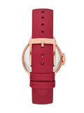 Michael Kors Camille Three Hand Crystals Rose Gold Dial Red Leather Strap Watch For Women - MK4701 Authentic Buy Shop Now