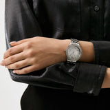 Michael Kors Harlowe Three-Hand Quartz Silver Dial Silver Steel Strap Watch For Women - MK4708 Authentic Buy Shop Now