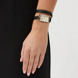 Michael Kors Empire Three-Hand Silver Dial Black Leather Strap Watch For Women - MK4722 Authentic Buy Shop Now