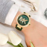 Michael Kors Parker Green Dial Green Leather Strap Watch For Women - MK4724 Authentic Buy Shop Now