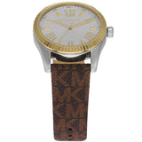 Michael Kors Lexington Silver Dial Brown Leather Strap Watch For Women - MK4745 Authentic Buy Shop Now