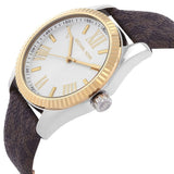 Michael Kors Lexington Silver Dial Brown Leather Strap Watch For Women - MK4745 Authentic Buy Shop Now