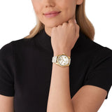 Michael Kors Lexington Analog Silver Dial White Leather Strap Watch For Women - MK4746 Authentic Buy Shop Now