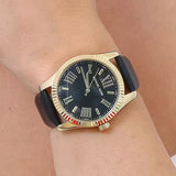 Michael Kors Lexington Black Dial Black Leather Strap Watch For Women - MK4748 Authentic Buy Shop Now